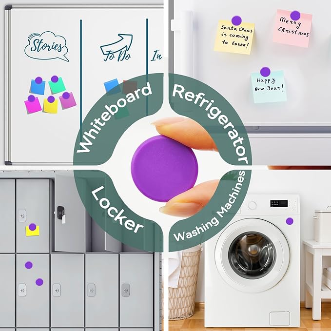 Fridge Magnets, 30 PCS, Round, Plastic, Strong, Cute, Mini, Decorative, for Fridge, Locker, Classroom, Office