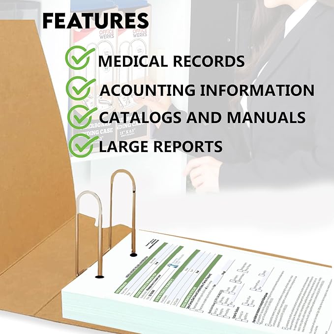 Performore Durable Archival Binder Case with Adjustable Bar and Smooth Arch Mechanism – Kraft and Fiberboard Cover for Secure Document Storage