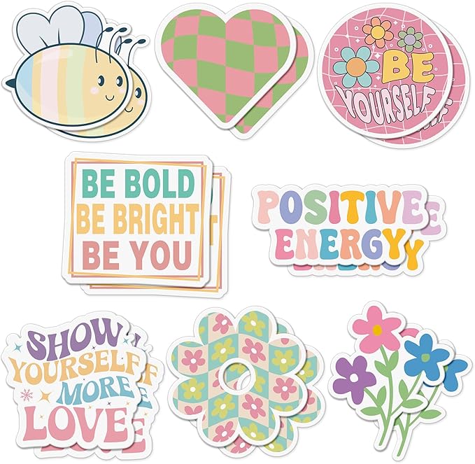 Frienda 16 Pieces Locker Magnets for Girls Cute Inspirational Magnets for Whiteboard Motivational Fridge Positivity Quote Car Sticker Waterproof Locker Classroom Home(Preppy Style)