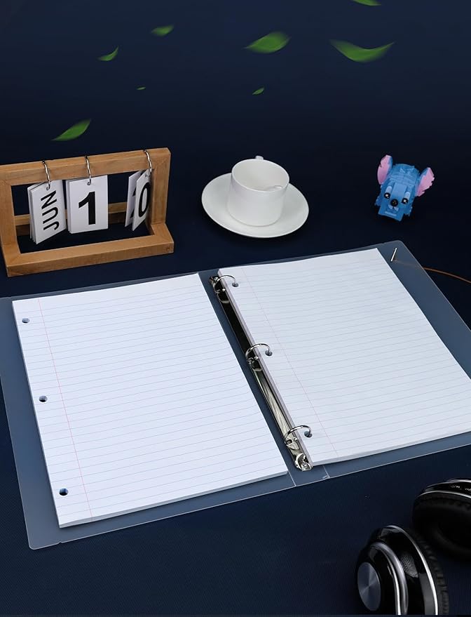 10 Pack Loose Leaf Paper 8.5 x 11, 1000 Sheets Lined Paper for 3 Ring Binders, Wide Ruled Notebook Paper, 3 Hole Punch Binder Paper, 100 Sheets/Pack Filler Paper for Office, School, and Home