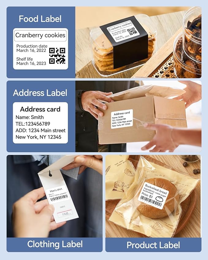 NIIMBOT Label Tape for B1/B21/B3S, 1.97'' x 1.18'' (50x30mm), 230 Labels/Roll, Thermal Label Tape for Marson Jar/Bakery/Grocery/Barcode/Return Address/Small Business, White