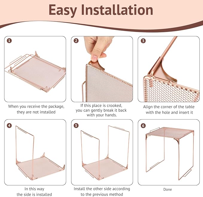 Locker Organizer Shelf Stackable Extra Locker Shelf for School Locker Organizer Storage Cabinet Accessories Suitable for School, Office, and Home use (2, Rose Gold)