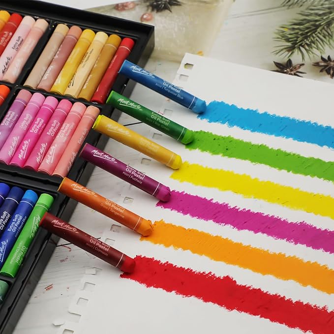 Mont Marte Extra Soft Oil Pastels 72pc, Assorted Bright Colors, Vibrant and Buttery, Versatile Art Pastels for Blending, Layering & Shading, Ideal for Art, Craft, Coloring and Sketching
