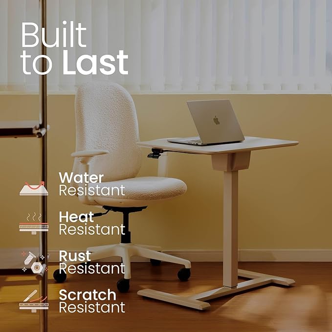 TopJob ANYDESK FOLD Mobile Standing Desk, Portable with Lockable Wheels, Foldable Stand Desk, Rolling Computer Workstations, Used for Home, Couch Side Table, Bedside Table in Bed Room Kitchen