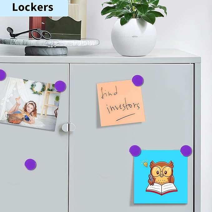 Fridge Magnets, 30 Pack Strong Small Heavy Duty Magnets, Decorative Mini Cute Round Refrigerator Magnets for Whiteboard, Crafts, Fridge, Locker, Classroom, Office,Kitchen (Purple)