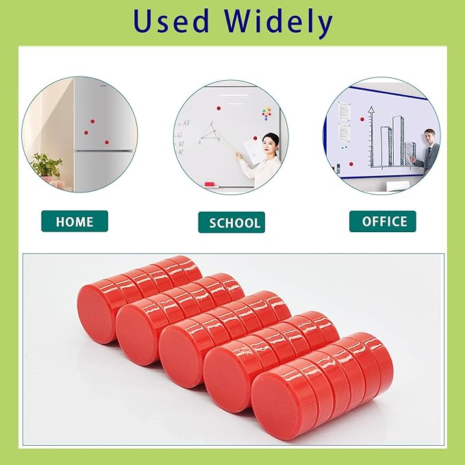 Fridge Magnets, 30 Pcs Strong Refrigerator Magnets, Heavy Duty Round Small Magnets for Whiteboard Fridge Locker Craft, Decorative Cute Mini Magnet for School Classroom Office Kitchen Home (Red)