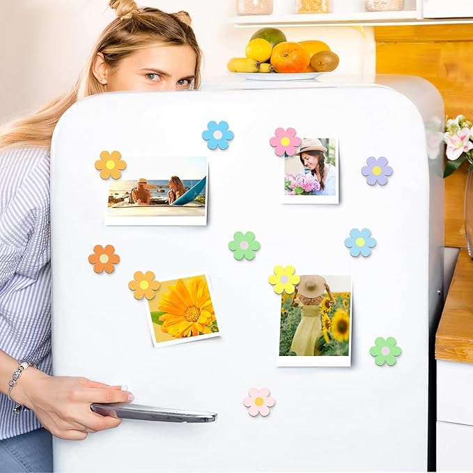 MORCART 30PCS Fridge Magnets, Flower Refrigerator Magnets Decoration for Locker Whiteboard Decorative Magnetic Board Cabinets Classroom Office Cubicle School Cute