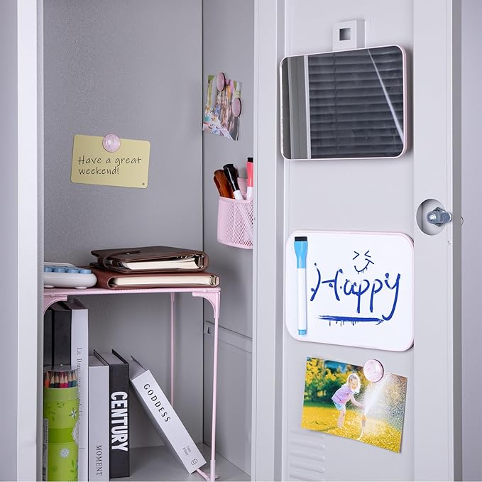 HAUTOCO 11-Piece Locker Accessories Kit with Shelf, Magnetic Mirror, Magnetic Whiteboard, Pen Holder, Magnets, Markers, Back to School Essentials Pink Locker Decorations Organizer Supplies for Girls