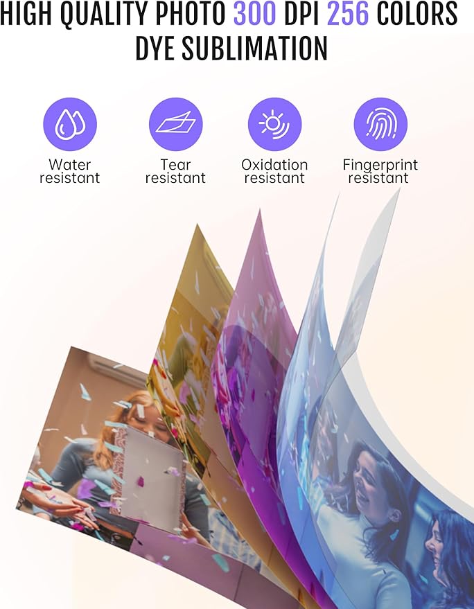 4x6 Photo Printer, CP4100 Photo Printer for iPhone & Android with 20 Sheets & 1 Cartridges, Instant Portable Photo Printers, Wi-Fi Wireless Picture Printer, Thermal Dye-Sublimation Ribbon, Beige