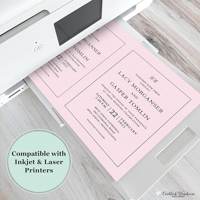 Cardstock Warehouse Pop-Tone Pink Lemonade Cardstock Paper โ 50 Sheets, 8.5 x 11" - 65 lb / 175 GSM Premium Pink Card Stock for Die-cutting, Crafts, Printing, Card Making and DIY Projects