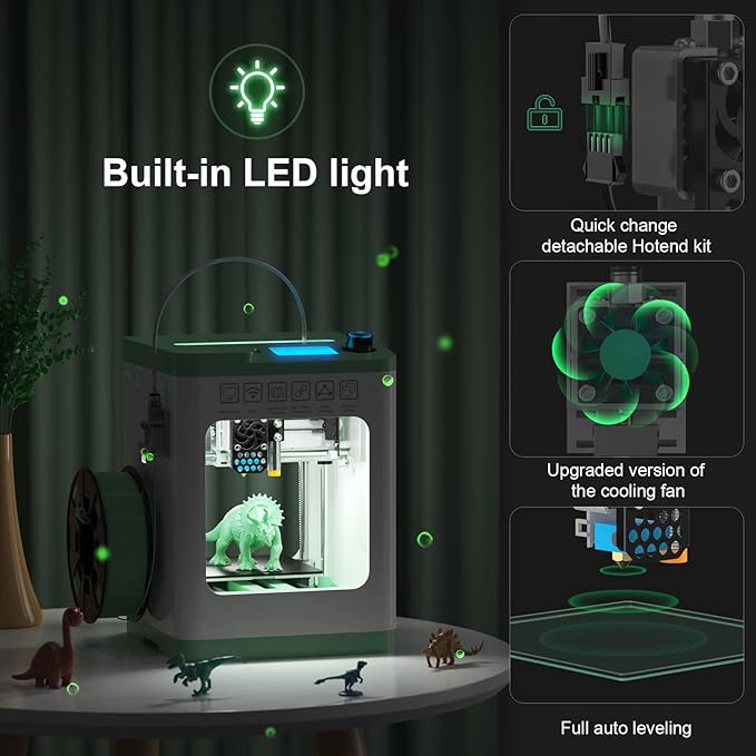 Tina2S 3D Printers with WiFi Cloud Printing, Huge Models Library, Fully Assembled, Mini 3D Printer for Beginners and Kids with Auto Leveling, High Precision FDM 3D Printer for School, Home, and Office