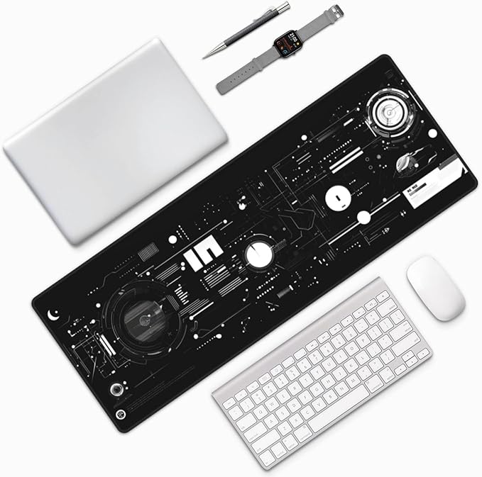 Mechanical Mouse Pad 31.5 X 11.8 Inch Big Desk Rubber Base Stitched Edges Keyboard Pad XXL Mouse Mat for Home Game and Office