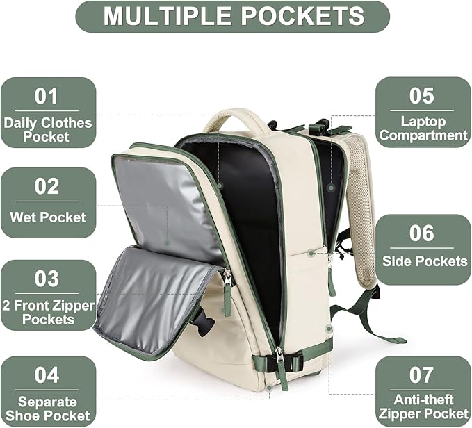 Travel Backpack For Women Men Airline Approved Carry On Backpack Flight Approved Waterproof Sports Luggage Backpack Casual Daypack Small Hiking Backpack