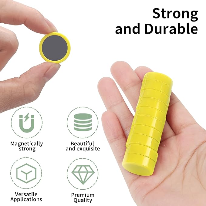 Fridge Magnets, 80PCS Yellow Small Strong Refrigerator Magnets, Cute Round Heavy Duty Magnets, Decorative Mini Magnet for Whiteboard, Fridge, Locker, Map, Classroom, School, Office, Kitchen