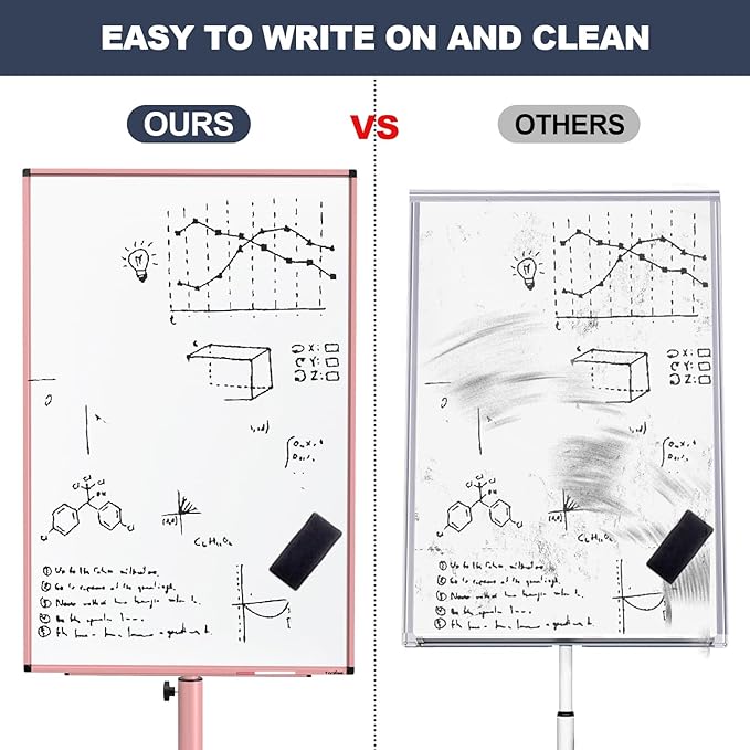 White Board on Wheels, 40x26 Inches Standing Dry Erase Board, Portable Whiteboard with Stand, Magnetic Mobile Whiteboard for Classroom, School, Office, Home, Teacher, with Flip Chart Paper