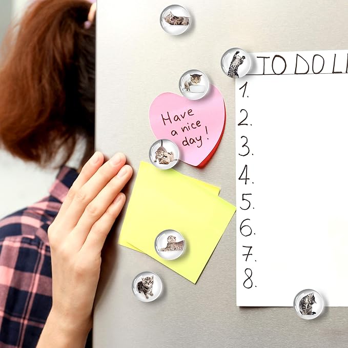 Super Cute Fridge & Locker Magnets – 12 Glass Magnets with Vibrant Colors – Strong Hold for Photos, Notes, Recipes – Aesthetic Refrigerator Decoration - Perfect for School & College Locker