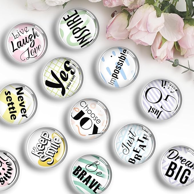 FINDMAG 12 Pack Strong Refrigerator Magnets, Glass Fridge Magnets, Cute Fridge Magnet Sticker, Small Magnets for Whiteboard, Classroom, Kitchen, Office, Home, Cabinet and Photos
