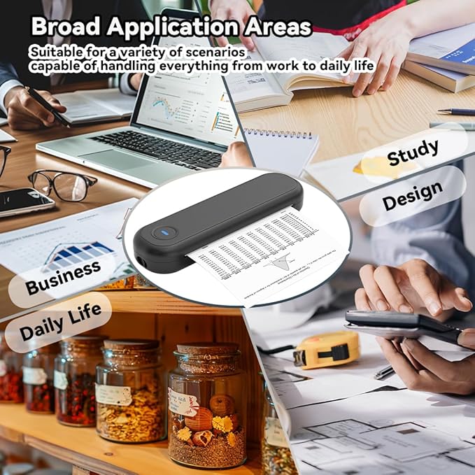 Wireless Thermal Printer L86, 203dpi High Clarity, Bluetooth Portable Inkless, Support for Roll/Folding Paper, 8.5 X 11in US Letter &Legal, A4&A5, Compatible with iOS, Android, Laptop & Pc (BLACK)
