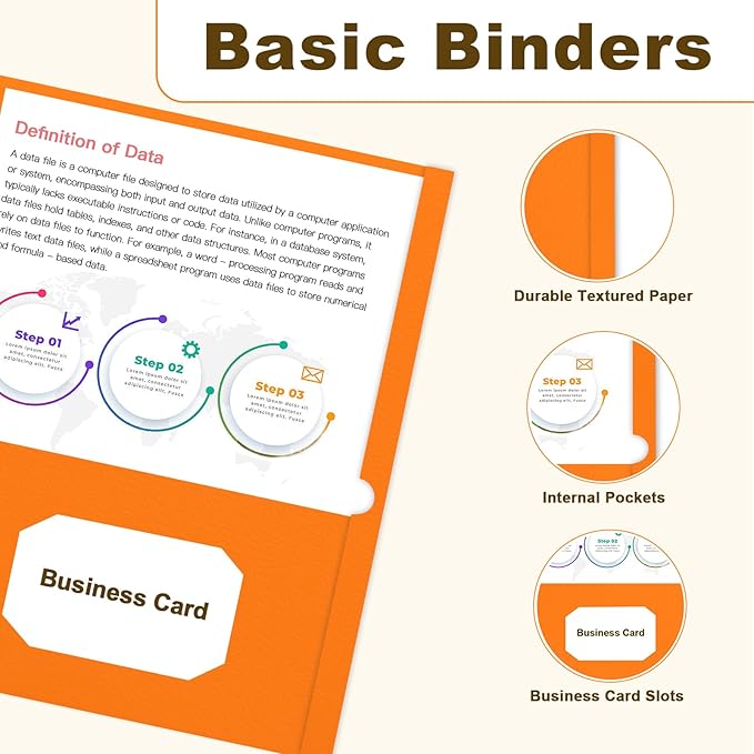 Folders with Pockets, LAYZZ 60 Pack Paper Pocket Folders, 2 Pocket Folders Fits Letter Size Paper, for School Office and Home (Orange)