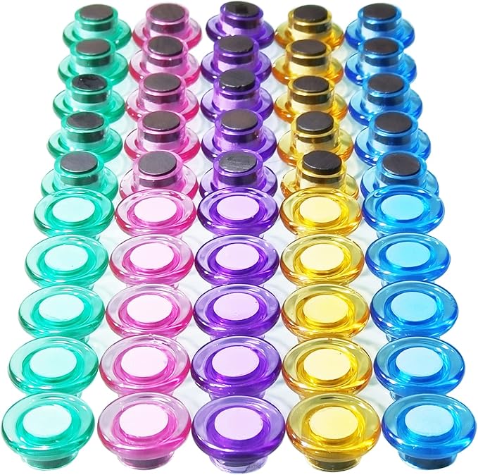 50 PCS 5 Colors Round Magnets for Whiteboard, Cute Small Magnet, Mini Refrigerator Magnets Whiteboard Magnets Colorful Locker for Home Classroom Teachers Offices