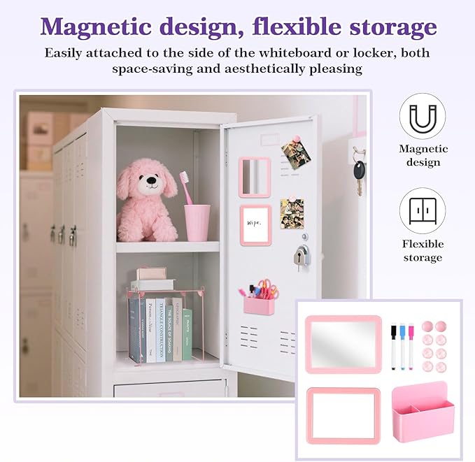 25PCS Locker Organizer Accessories, Pink Locker Accessories Kit, Girls Lockers Decorations, Magnetic Locker Accessories Set, Locker Decor, Back to School Essentials, with Locker Shelf, etc.