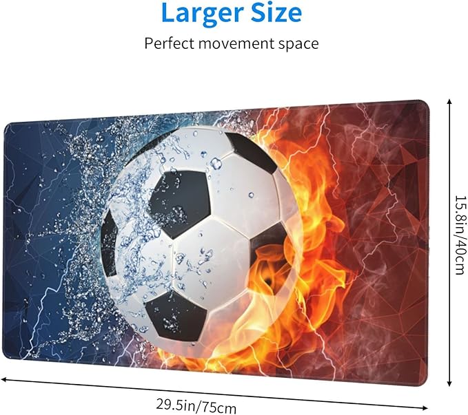 Soccer Ball Large Mouse Pad, 29.5 x 15.8 Inch, Extended Gaming Mouse Pad, Sports-Themed Computer Keyboard Mat for Home Office and Gaming Work