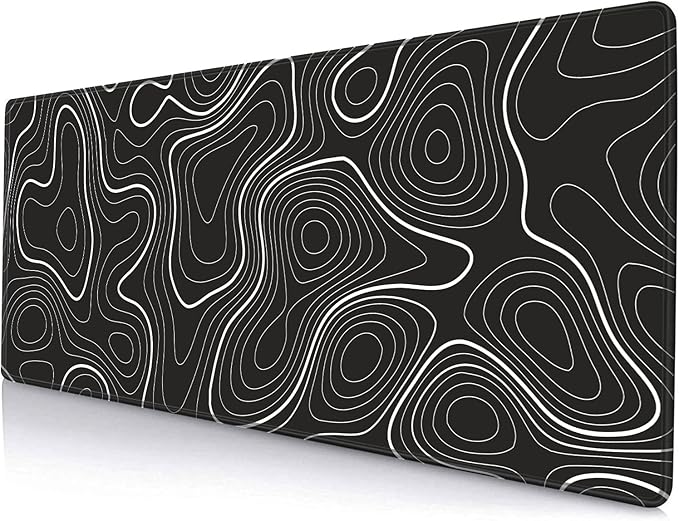 Hokafenle Large Gaming Mouse Pad, XL Extended Desk Keyboard Mouse Mat with Stitched Edge, Black Line Non-Slip Computer Mousepad for Office Laptop, 31.5x11.8inch