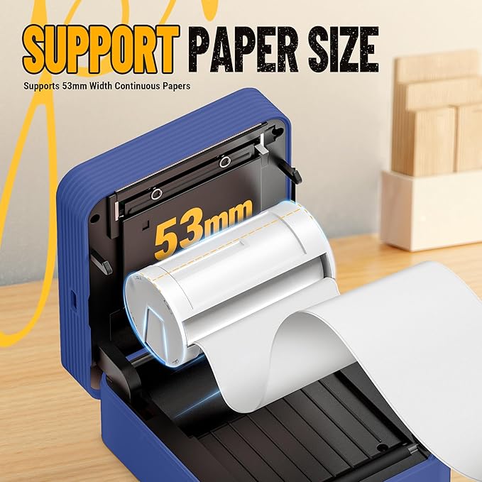 Nelko Sticker Printer, PM230 Print Pod Mini Bluetooth Portabel Sticker Maker with 3 Rolls Paper, Print Pods Mini Printer with Multiple Templates for Phone & Tablet,for School Office Home, Blue