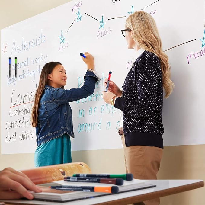Magnetic Dry Erase Markers Fine: 12 Count 6 Colors Erasable Whiteboard Markers Fine Point with Eraser Cap, Low Odor White Board Dry Erase Pens Fine Tip for Kids & Teachers, Home, Office