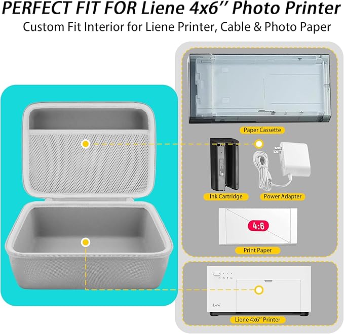 khanka Case Compatible with M100 M200 Liene 4x6'' Photo Printer, Wi-Fi Picture Printer,Case Only(White)