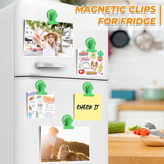 VNDUEEY 20 Pack Magnetic Paper Clip Dispenser Holder, Paperclip Dispenser for Desk, School, Office, Fridge Magnets Refrigerator Magnets, Magnet Clips for Whiteboard Locker (Green) 
