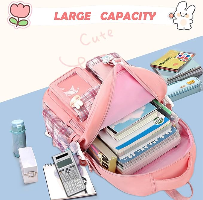 Girls Backpack,Cute School Backpack for Girls Kids Teens,Kawaii Bookbag for Primary Elementary, Blue