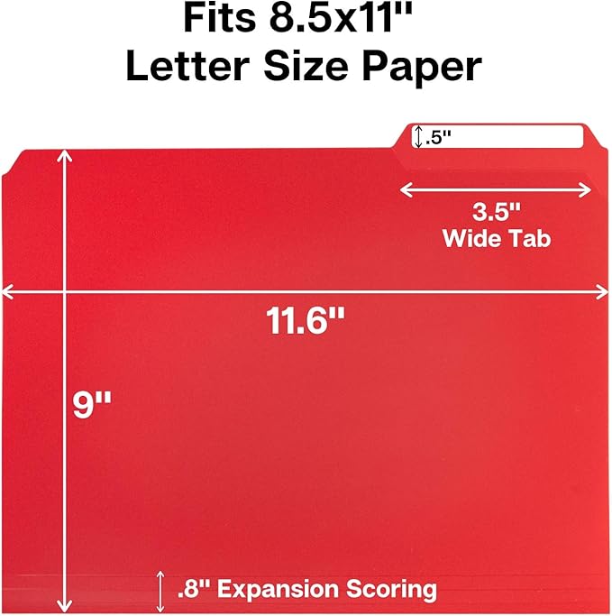 Dunwell Plastic Colored File Folders (12 Pack), 1/3 Tab Filing Folders for 8.5x11 Letter Size Documents, Assorted Colors, Acid-Free Poly, Includes Labels