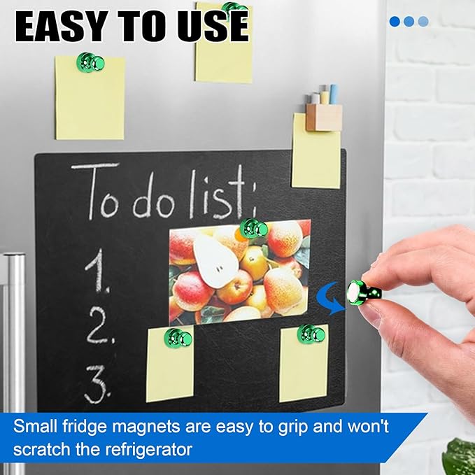 LOVIMAG Refrigerator Magnets, 20 Pack Fridge Magnets Green Strong Magnet for Whiteboard, Small Neodymium Magnet for Fridge, Ideal for Lockers, Kitchen, Office, Map,Home Decorative