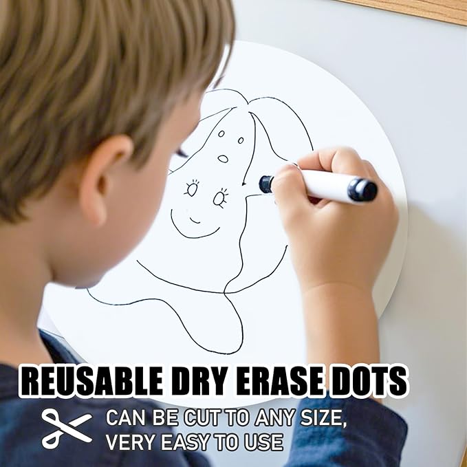 24Pcs White Dry Erase Dots Circles,11" Removable Dry Erase Circles Wall Spots for Classroom,School,Office,Home,Table&Desk