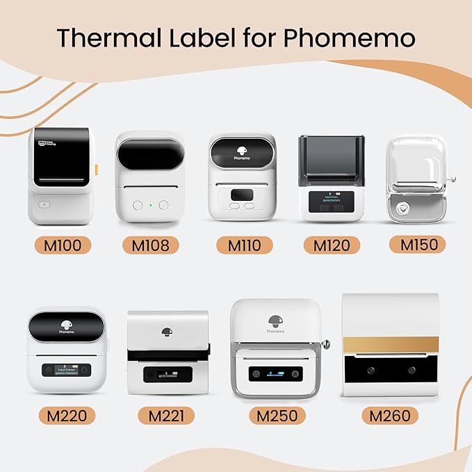Phomemo m110 Thermal Labels, Jewerly Price Tag Labels Compatible with M100/M110/M250 Label Printer,Self-Adhesive Sticker Label for Cable,Black on White, (11/8" x 7/8"+13/4"), 100 pcs/Roll, 1-Pack