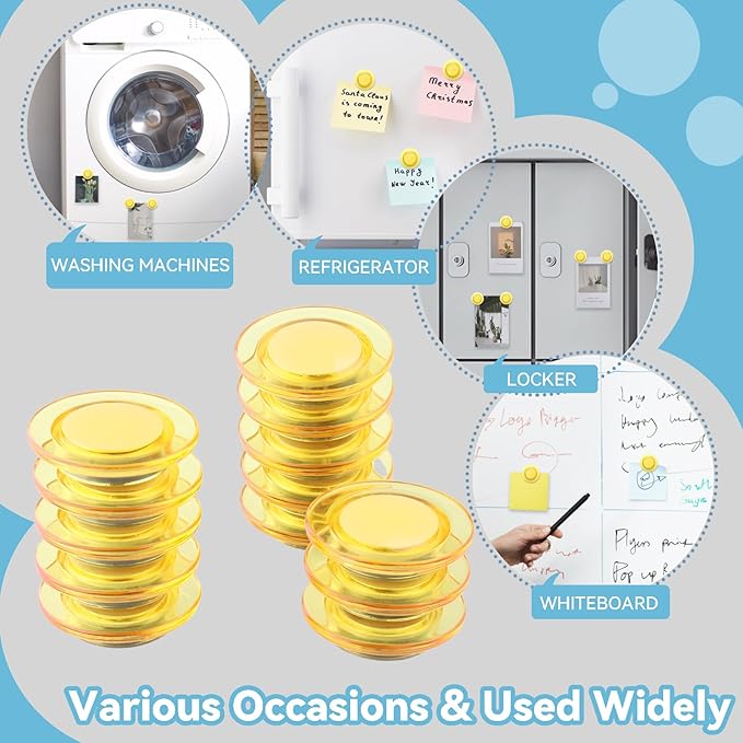 ZDZBLX Fridge Magnets 28 Pack, Strong Refrigerator Magnets Small Heavy Duty Mini Magnet, Cute Round Magnets for Whiteboard Fridge Locker Classroom Office Use, Decorative Yellow Magnet for Home, School