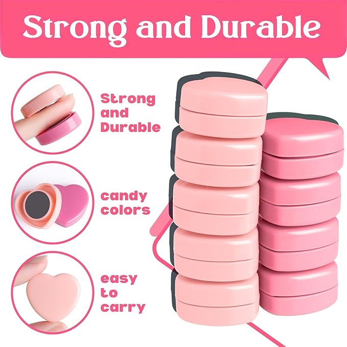 ZDZBLX 30PCS Pink Heart Fridge Magnets - Small Strong Magnets, Heavy Duty Refrigerator Magnets for Whiteboard School Crafts Lockers, Decorative Cute Mini Magnet for Kitchen Office Classroom (3 Colors)