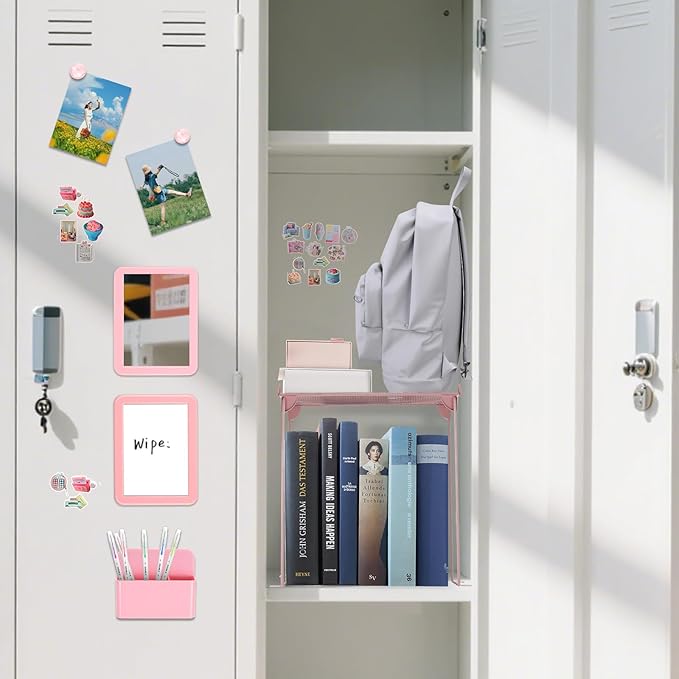 25PCS Locker Organizer Accessories, Pink Locker Accessories Kit, Girls Lockers Decorations, Magnetic Locker Accessories Set, Locker Decor, Back to School Essentials, with Locker Shelf, etc.