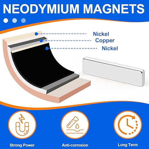 150 Pack Strong Neodymium Bar Magnets,Powerful Rare Earth Neodymium Magnets with Double-Sided Adhesive Perfect for Fridge, Garage, Kitchen, Craft, Office etc 5 x 5 x 2 mm