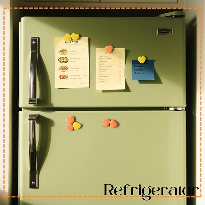 ZDZBLX Fridge Magnets - 20PCS Heart Strong Refrigerator Magnets - Heavy Duty Small Magnets for Whiteboard, Locker, Office & School - Cute Decorative Magnet for Home Kitchen Crafts Map (Orange+Yellow)