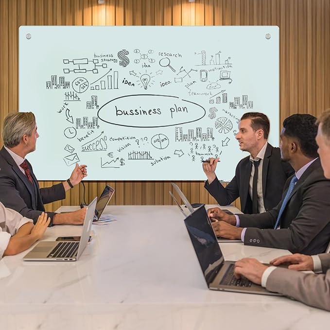 Magnetic Glass Whiteboard - Glass Dry Erase Board 48"x36" Large Frameless Board for Walls Office School and Home