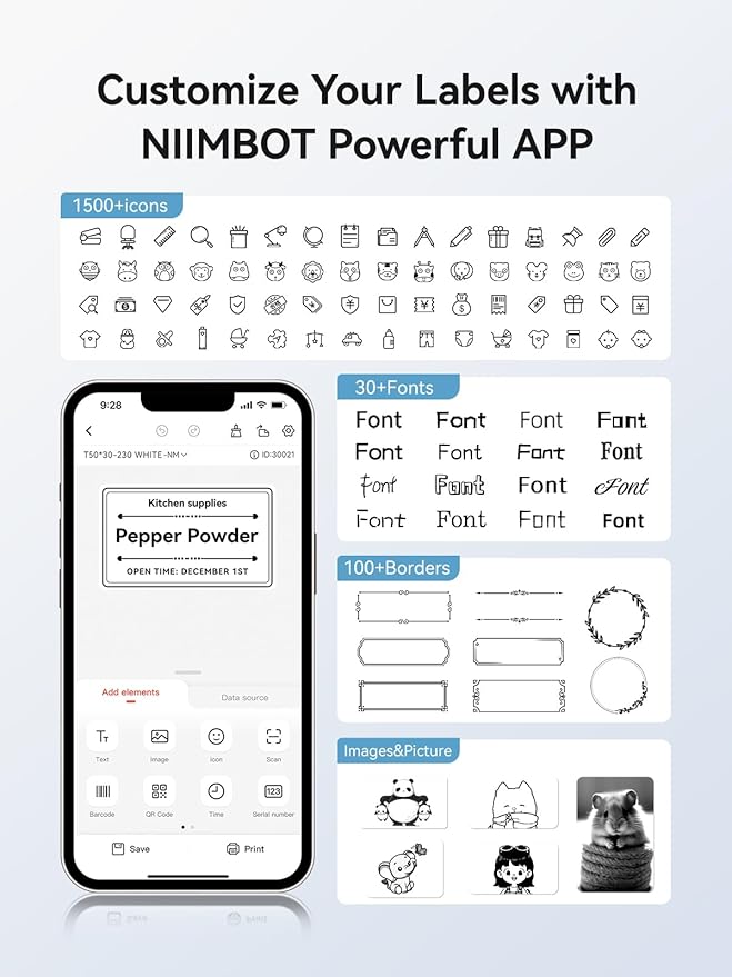 NIIMBOT Label Tape for B1/B21/B3S, 1.2" X 1.2" (31x31mm), 210 Labels/Roll, Round Clear Label for Marson Jar/Spice/Barcode/QR Code