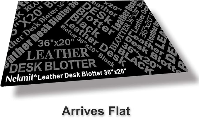 Nekmit Leather Desk Blotter Pad 36 x 20 Inches, Flat, Non-Slip, Waterproof, Black