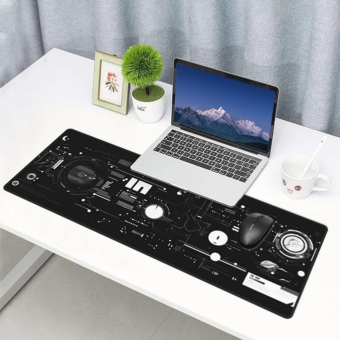 Mechanical Mouse Pad 31.5 X 11.8 Inch Big Desk Rubber Base Stitched Edges Keyboard Pad XXL Mouse Mat for Home Game and Office
