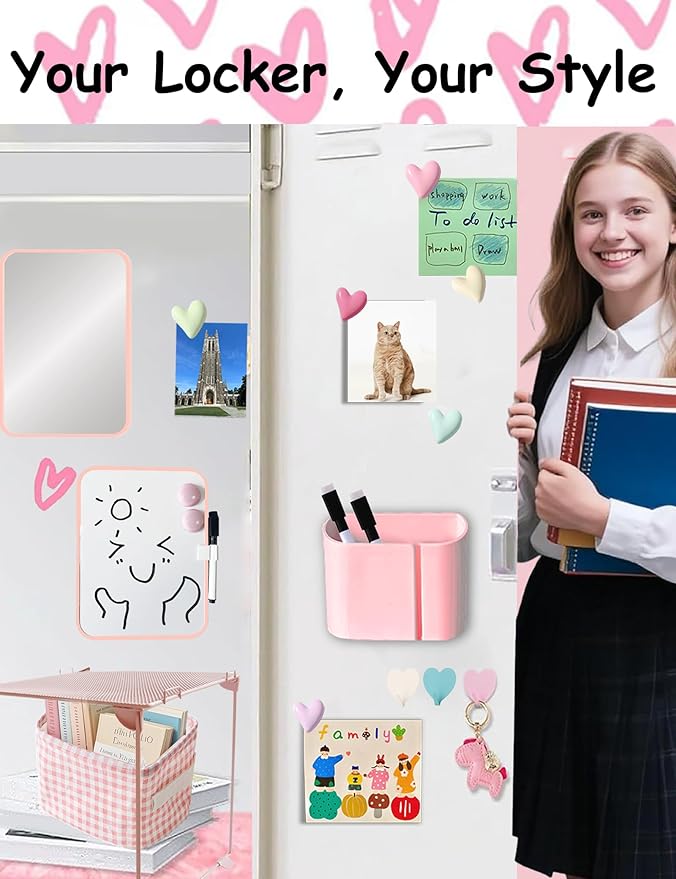 2 Pack Locker Organizer Shelf, Stackable Extra Tall Mesh Locker Shelf for Locker Decor, Back to School Essentials Locker Accessories, Fits Standard Size Locker for School, Gym, Work, Home (Pink)