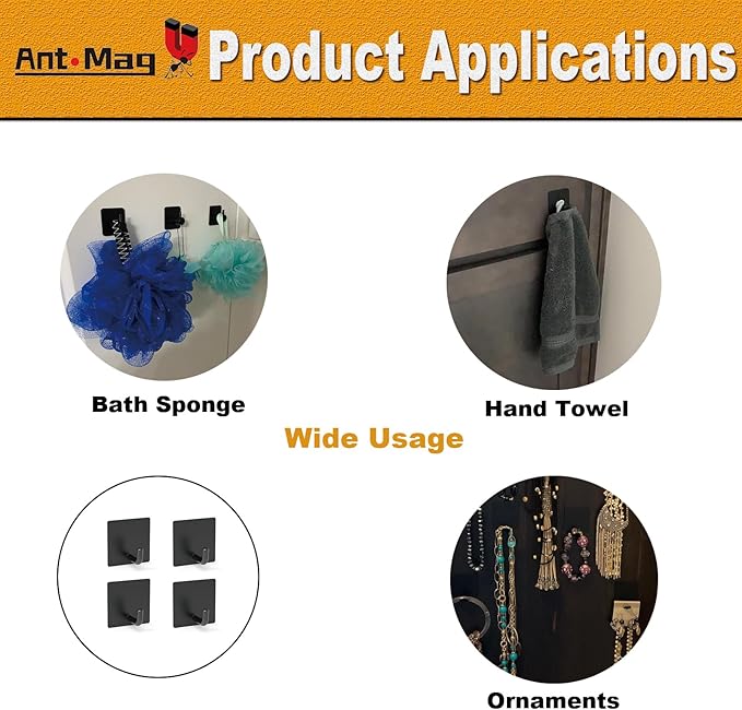Ant Mag Magnetic Key Hooks 4 Pack Wall Mounted for Hanging Key Towel Bag Hat Scarf Wreath on Metal Surface for Home Kitchen Bathroom Fridge Cabinet Entryway