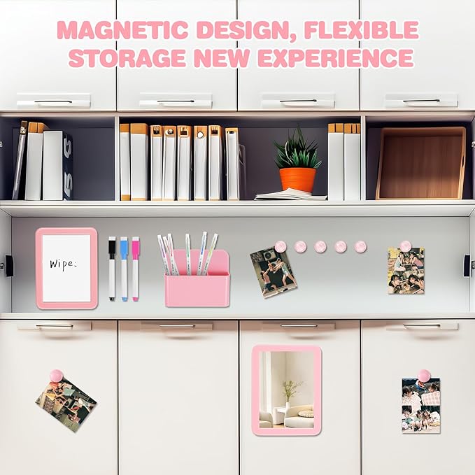 abcGoodefg 25 PCS Pink School Locker Accessories Kit for Girls with Locker Shelf Include Magnetic Mirror and Whiteboard Pen Holder Marker Rug Magnets Fur Pencil Bag and Secret Notebook