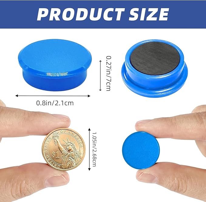 DARUITE Fridge Magnets - Strong Mini Cute Magnets for Fridge, Locker, Whiteboard, Kitchen, Office (50Pcs-10 Colors)