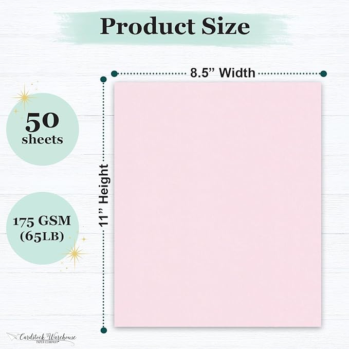 Cardstock Warehouse Pop-Tone Pink Lemonade Cardstock Paper โ 50 Sheets, 8.5 x 11" - 65 lb / 175 GSM Premium Pink Card Stock for Die-cutting, Crafts, Printing, Card Making and DIY Projects